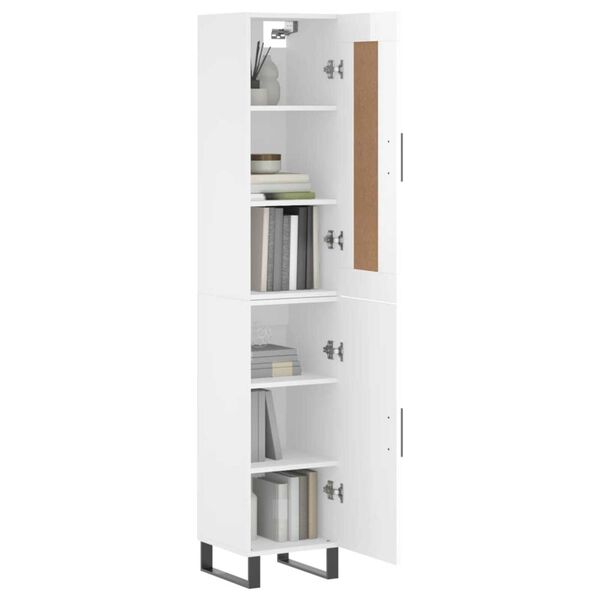 vidaXL Skř&iacute;ň highboard b&iacute;l&aacute; s vysok&yacute;m leskem 34,5x34x180 cm kompozit