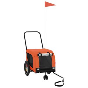 vidaXL Vozík za kolo pro psa oranžový a černý oxfordská tkanina/železo