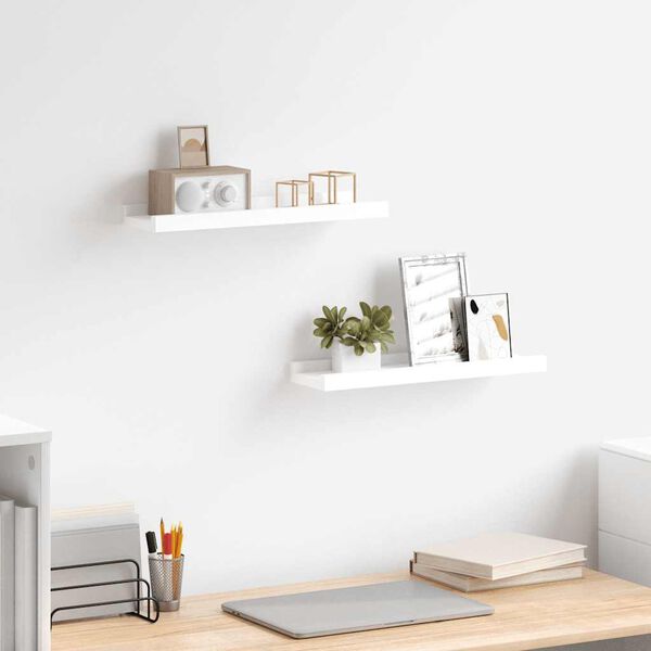 vidaXL Poličky na zar&aacute;movan&eacute; obr&aacute;zky 2 ks b&iacute;l&eacute; 40 x 9 x 3 cm MDF