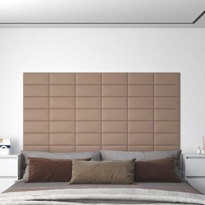 vidaXL Nástěnné panely 12 ks cappuccino 30 x 15 cm umělá kůže 0,54 m²