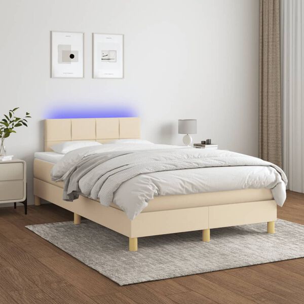 vidaXL Box spring postel s matrac&iacute; a LED kr&eacute;mov&aacute; 120x190 cm textil