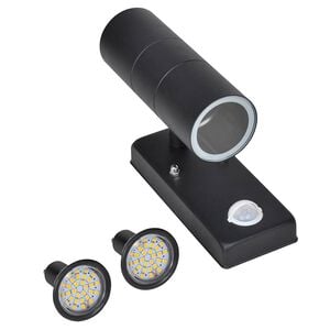 vidaXL LED n&aacute;stěnn&eacute; sv&iacute;tidlo nerezov&aacute; ocel tvar v&aacute;lce čern&eacute; se senzorem