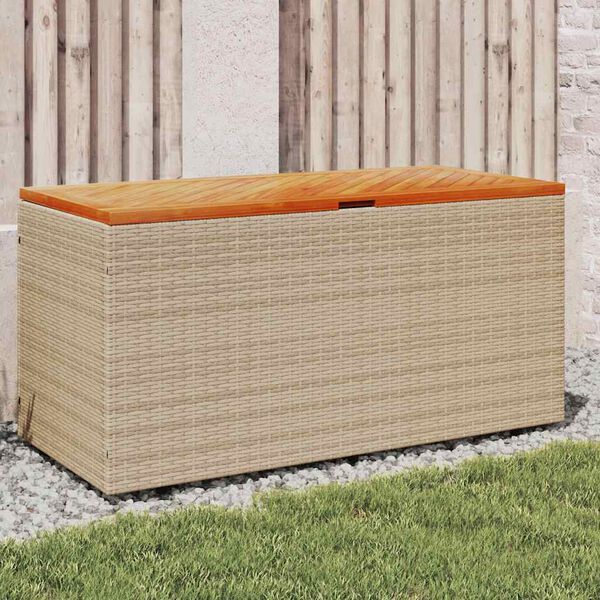 vidaXL Zahradní úložný box béžový 110x50x54 cm polyratan a akácie