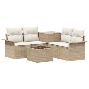 vidaXL Set pohovek 6 ks 4-Počet m&iacute;st Beige a kr&eacute;mov&aacute; b&iacute;l&aacute;
