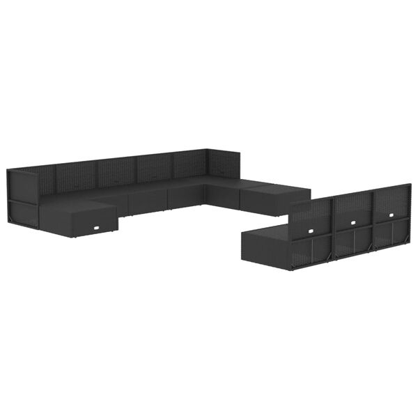 vidaXL 11d&iacute;ln&aacute; zahradn&iacute; sedac&iacute; souprava s podu&scaron;kami čern&aacute; polyratan