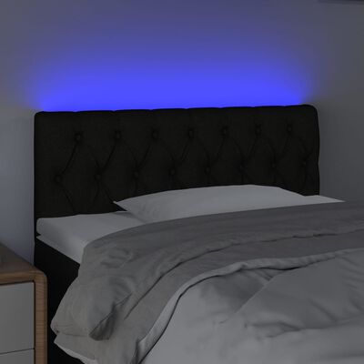 vidaXL Čelo postele s LED černé 90 x 7 x 78/88 cm textil
