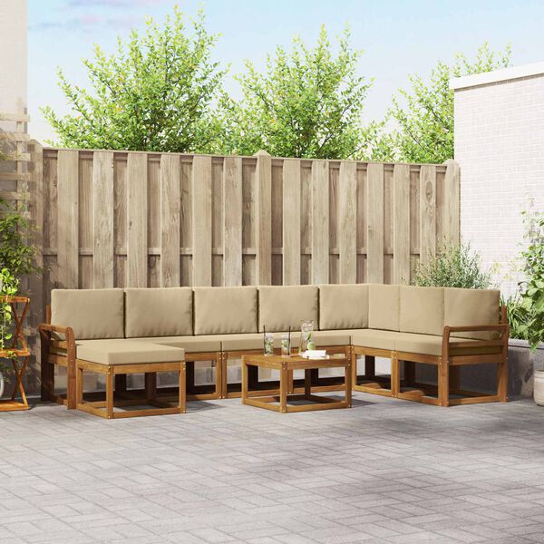 vidaXL Venkovn&iacute; pohovkov&aacute; souprava 9 pcs Přirozen&aacute; a B&eacute;žov&aacute;