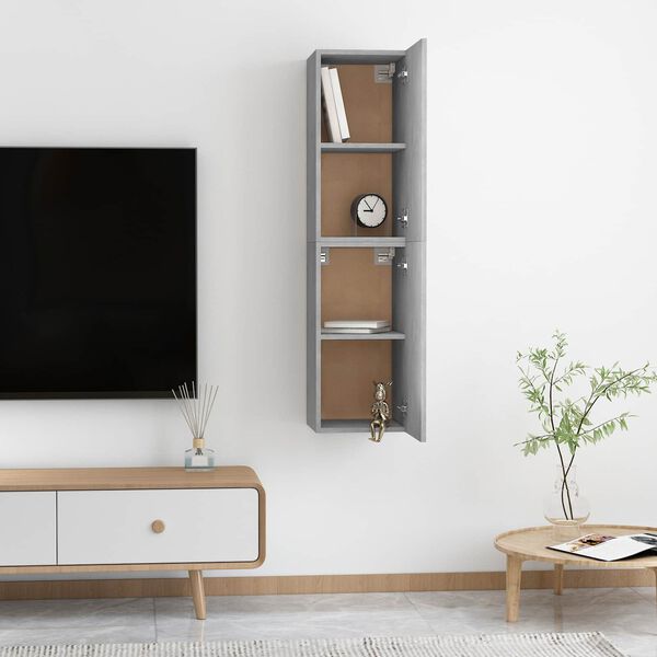 vidaXL | N&aacute;stěnn&yacute; TV kabinet | 2 pcs Betonov&aacute; &scaron;ed&aacute; 30.5 x 30 x 60 cm