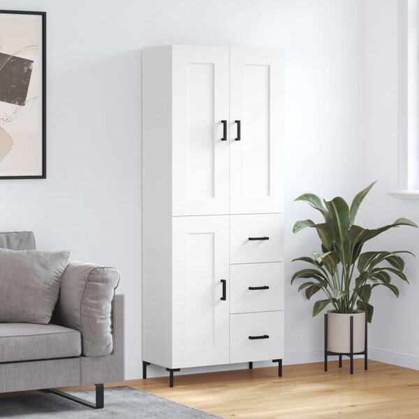 vidaXL Skř&iacute;ň highboard b&iacute;l&aacute; 69,5 x 34 x 180 cm kompozitn&iacute; dřevo