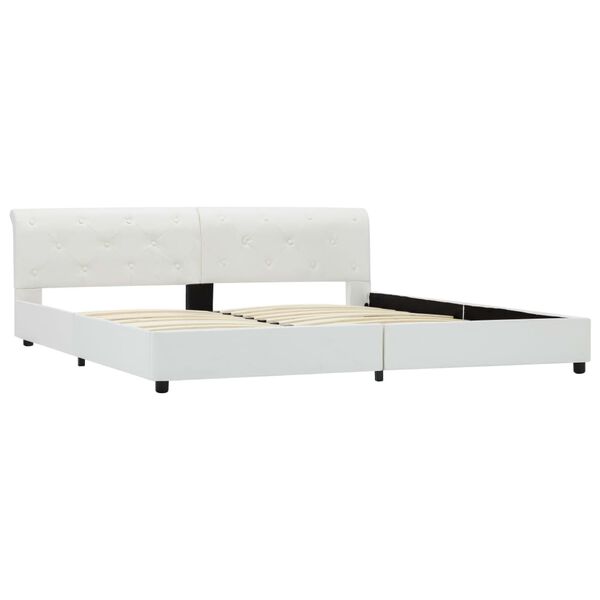 vidaXL Rám postele bílý umělá kůže 180 x 200 cm