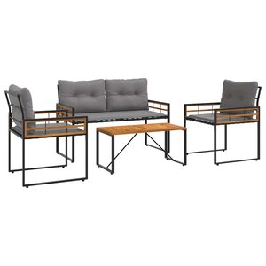 vidaXL Sada venkovního nábytku s polštářem 4 pcs Světle šedá