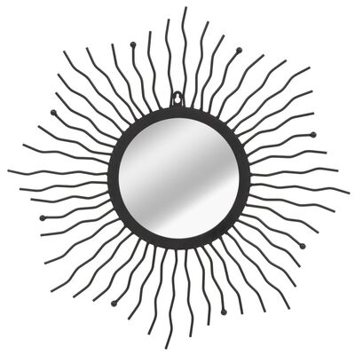 vidaXL Zahradní nástěnné zrcadlo Zářící slunce 60 cm černé