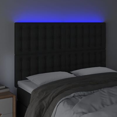 vidaXL Čelo postele s LED černé 144x5x118/128 cm umělá kůže