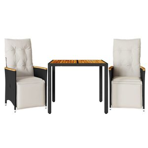 vidaXL 3d&iacute;ln&yacute; zahradn&iacute; bistro set s podu&scaron;kami čern&yacute; polyratan