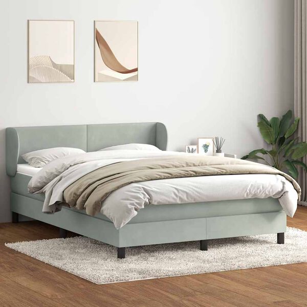 vidaXL Box spring postel s matrac&iacute; světle &scaron;ed&aacute; 140x210 cm samet