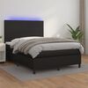 vidaXL Box spring postel s matrac&iacute; a LED čern&aacute; 140 x 190 cm uměl&aacute; kůže