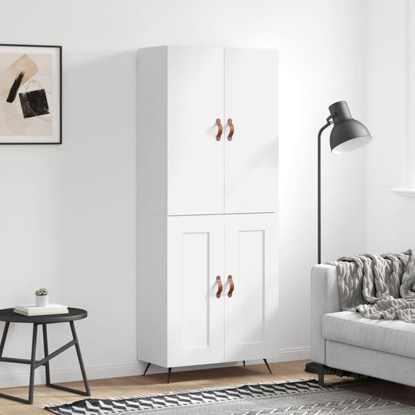 vidaXL Skř&iacute;ň highboard b&iacute;l&aacute; 69,5 x 34 x 180 cm kompozitn&iacute; dřevo