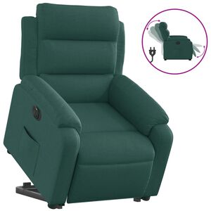 vidaXL Elektrick&eacute; zvedac&iacute; polohovac&iacute; křeslo tmavě zelen&eacute; textil
