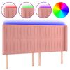 vidaXL Čelo postele s LED růžov&eacute; 163 x 16 x 118/128 cm samet