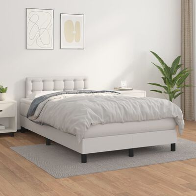 vidaXL Box spring postel s matrací bílá 120x200 cm umělá kůže