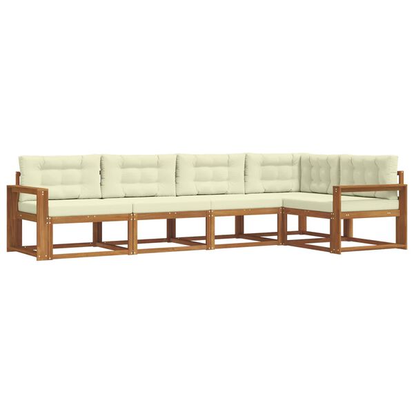 vidaXL Venkovn&iacute; pohovkov&aacute; souprava 5 pcs Přirozen&aacute; a Kr&eacute;mov&aacute;