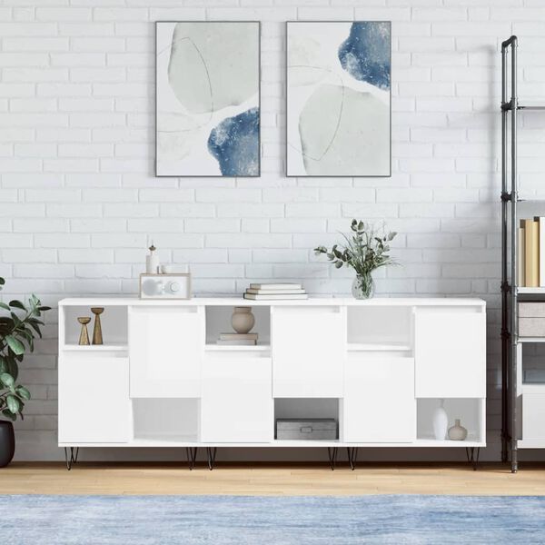 vidaXL Př&iacute;born&iacute;ky 3 ks b&iacute;l&eacute; s vysok&yacute;m leskem kompozitn&iacute; dřevo