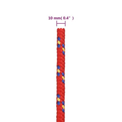 vidaXL Lodní lano červené 10 mm 25 m polypropylen