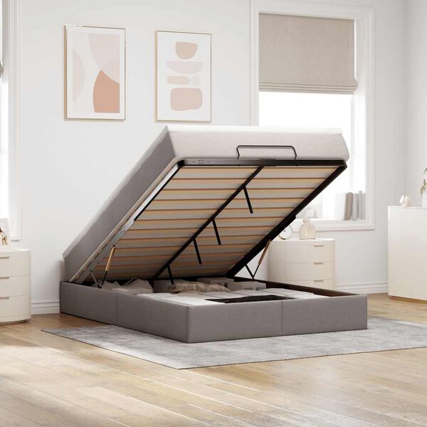 vidaXL Osmanský rám postele s matrací taupe 140x200cm textil