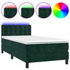 vidaXL Box spring postel s matrac&iacute; a LED tmavě zelen&aacute; 90x190 cm samet
