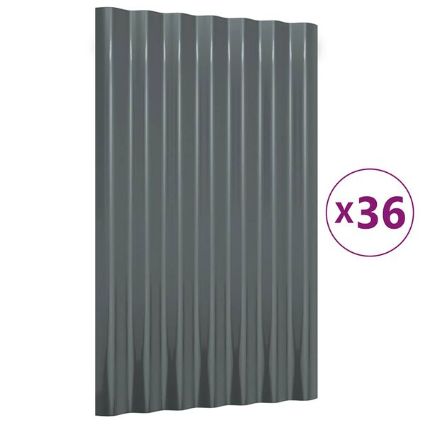 vidaXL Stře&scaron;n&iacute; panely 36 ks pozinkovan&aacute; ocel antracit 60 x 36 cm