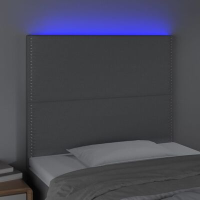 vidaXL Čelo postele s LED světle šedé 90x5x118/128 cm textil