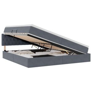 vidaXL Postel s &uacute;ložn&yacute;m prostorem a LED osvětlen&iacute;m Tmavě &scaron;ed&aacute; samet