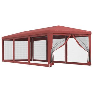 vidaXL Party stan s 8 s&iacute;ťovan&yacute;mi bočnicemi červen&yacute; 3 x 9 m HDPE