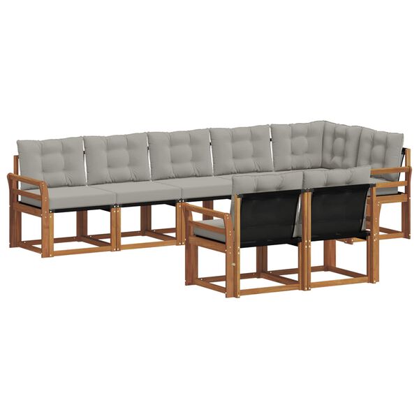 vidaXL Venkovn&iacute; pohovkov&aacute; souprava 8 pcs Př&iacute;rodn&iacute; a světle &scaron;ed&aacute;