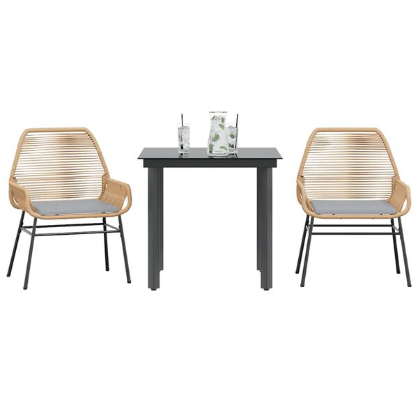 vidaXL 3d&iacute;ln&yacute; zahradn&iacute; j&iacute;deln&iacute; set s podu&scaron;kami hněd&yacute; polyratan sklo