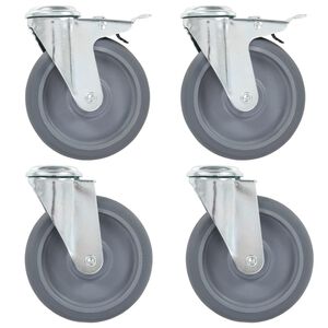 vidaXL Otočn&aacute; kolečka s otvorem pro &scaron;roub 4 ks 125 mm
