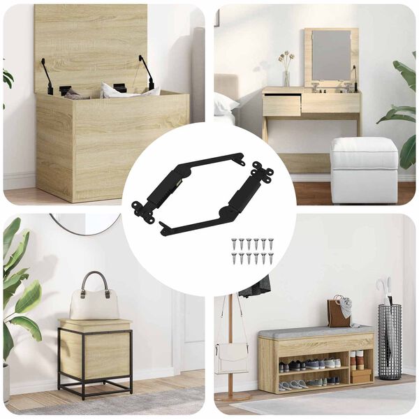 vidaXL Klapa pro podporu v&iacute;ka 2 pcs Čern&aacute; 192 x 32 x 50 mm Ocel