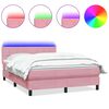 vidaXL Box spring postel s matrac&iacute; a LED růžov&aacute; 140x210 cm samet