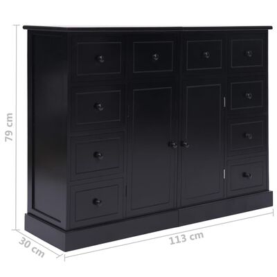 vidaXL Příborník s 10 zásuvkami černý 113 x 30 x 79 cm dřevo