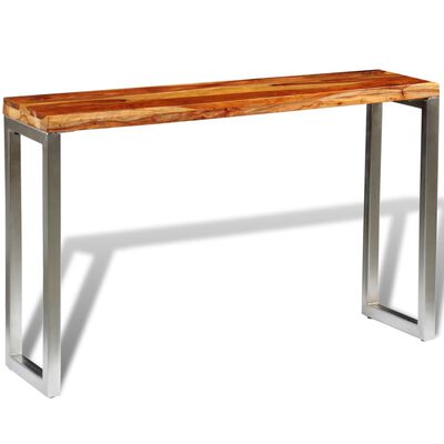 vidaXL Konzolový stolek s ocelovou nohou masivní sheeshamové dřevo