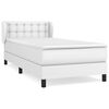 vidaXL Box spring postel s matrac&iacute; b&iacute;l&aacute; 100x200 cm uměl&aacute; kůže