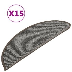 vidaXL Schodov&eacute; rohože 15 ks 56 x 17 x 3 cm &scaron;ed&eacute;, půlkulat&eacute;