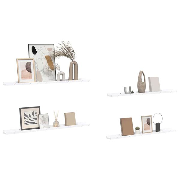vidaXL N&aacute;stěnn&aacute; polička s polic&iacute; 4 pcs B&iacute;l&yacute; mramor 100 x 9 x 3 cm