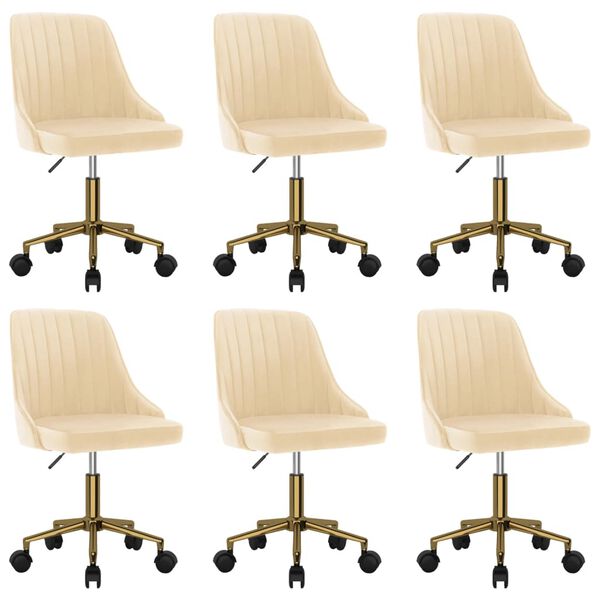 vidaXL Otočn&eacute; j&iacute;deln&iacute; židle 6 ks kr&eacute;mov&eacute; samet