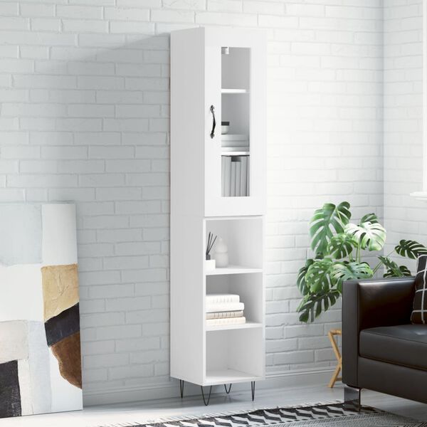vidaXL Skř&iacute;ň highboard b&iacute;l&aacute; 34,5 x 34 x 180 cm kompozitn&iacute; dřevo