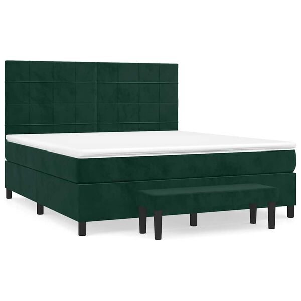 vidaXL Box spring postel s matrac&iacute; tmavě zelen&aacute; 180x200 cm samet