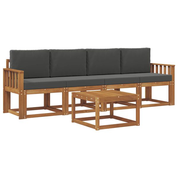 vidaXL Venkovn&iacute; pohovkov&aacute; souprava 5 pcs Přirozen&aacute; a Anthracitov&aacute;