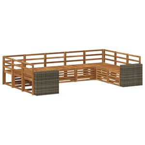 vidaXL Rohov&aacute; sofa sada 9 pcs Př&iacute;rodn&iacute; Masivn&iacute; ak&aacute;tov&eacute; dřevo