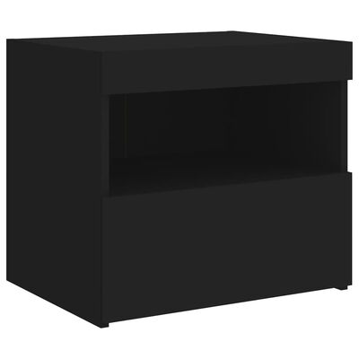 vidaXL Noční stolek s LED osvětlením černý 50 x 40 x 45 cm