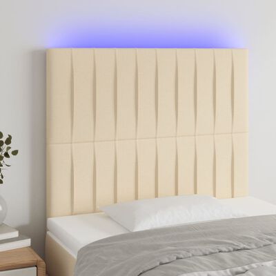 vidaXL Čelo postele s LED krémové 100x5x118/128 cm textil